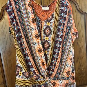 Multicolor Geometric Print Women's Top